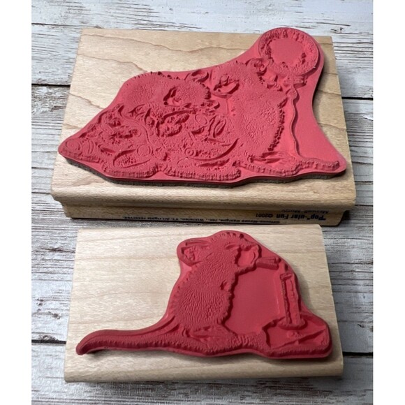Lot of 2 Stampabilities House Mouse Wood Rubber Stamp Mice Vtg (2003-04) - Picture 2 of 12